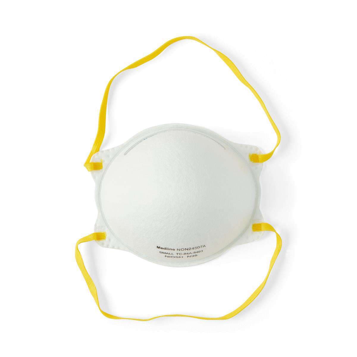 Medline Cone-Style N95 Particulate Respirator Mask, White, Small - Case of 240 - Image 1