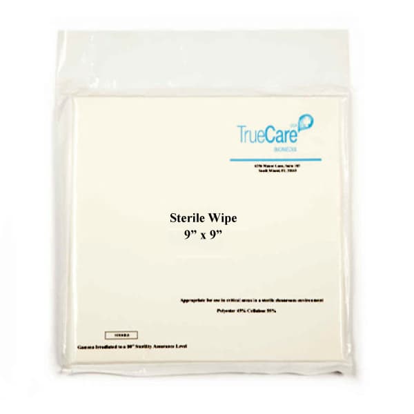 TrueCare Biomedix Sterile Cleanroom Wipes, 9 x 9 Inch, 20 Count - Case of 180 - Image 1