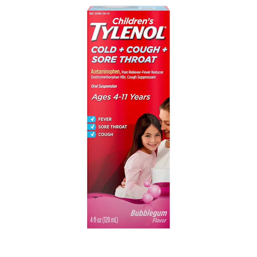 Children’s TYLENOL Cold + Cough + Sore Throat Oral Suspension, 4 oz - Each