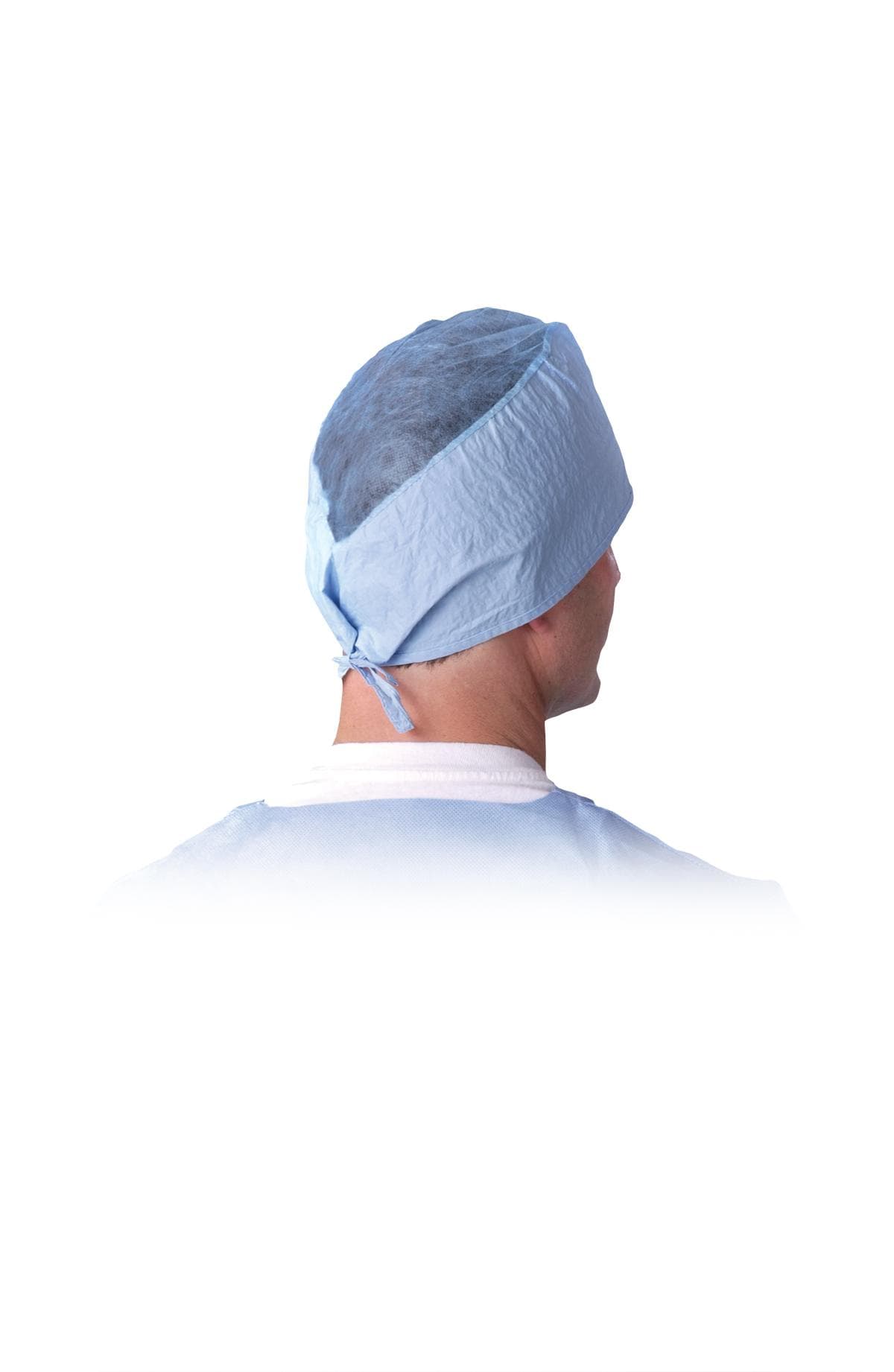 Medline Sheer-Guard Disposable Tie-Back Surgeon Caps, Spunlace Material, Blue - Case of 500 - Image 1