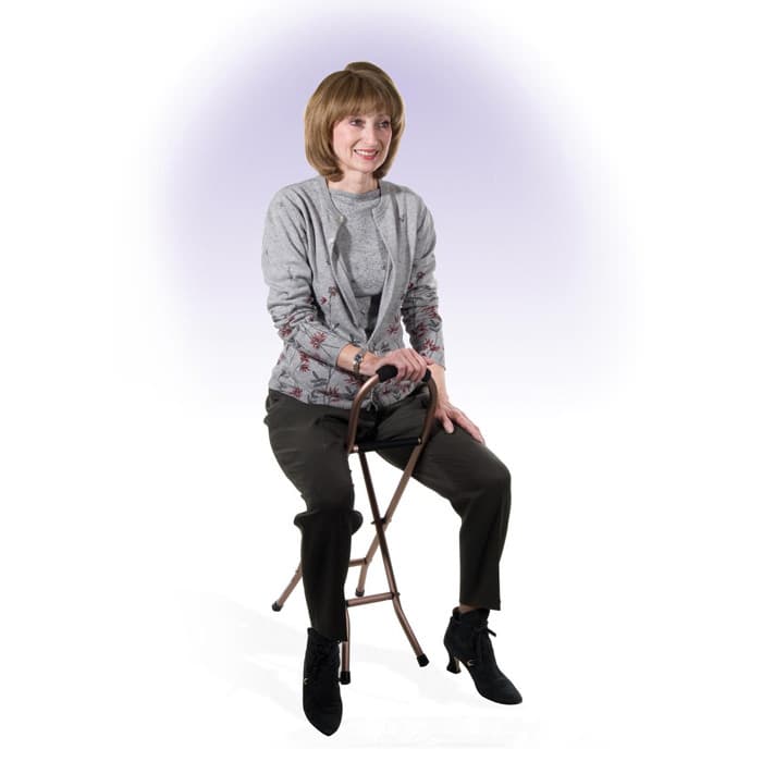 Drive Medical Foldable Cane with Sling Seat, Bronze - Image 3