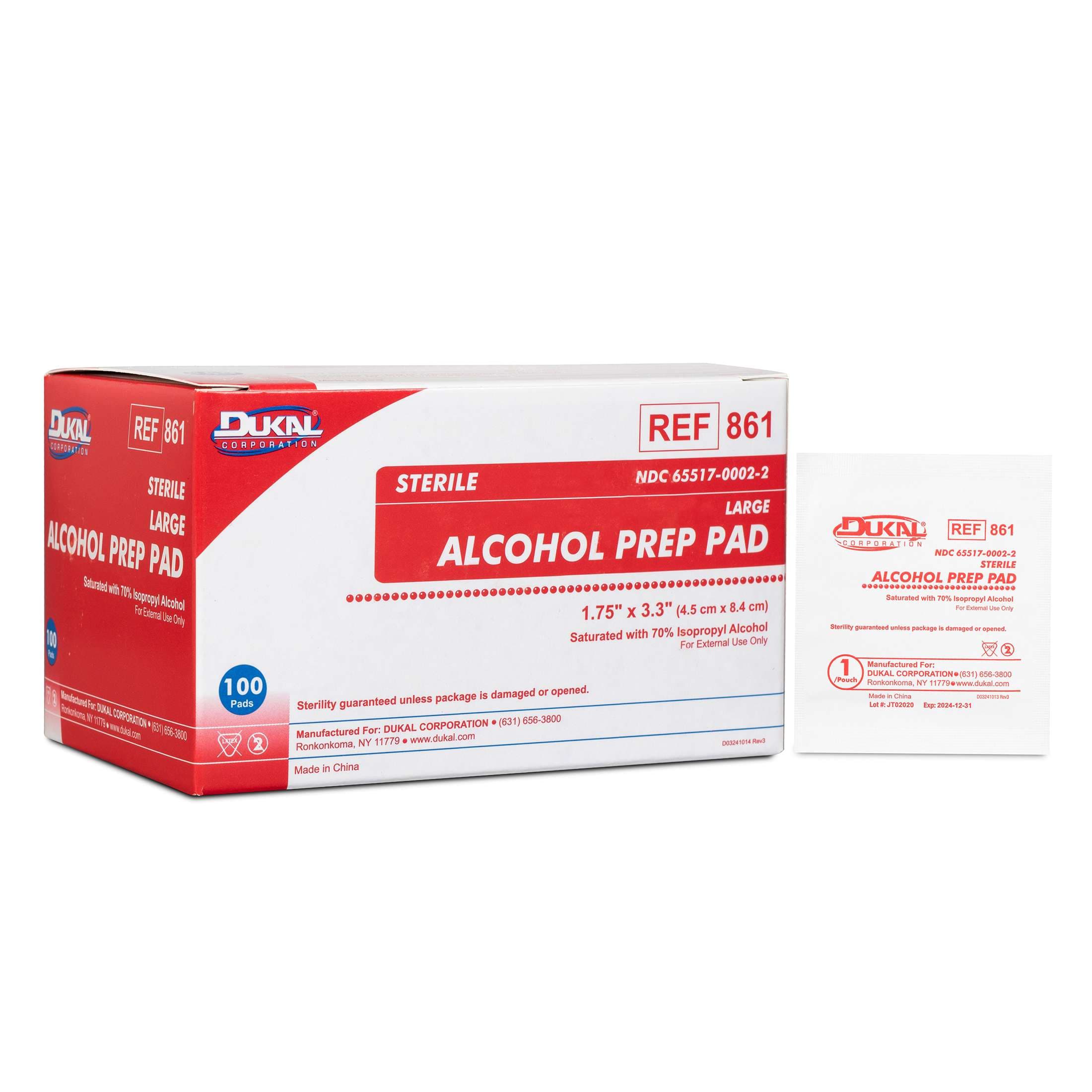 Dukal 2-Ply Alcohol Prep Pads, Sterile