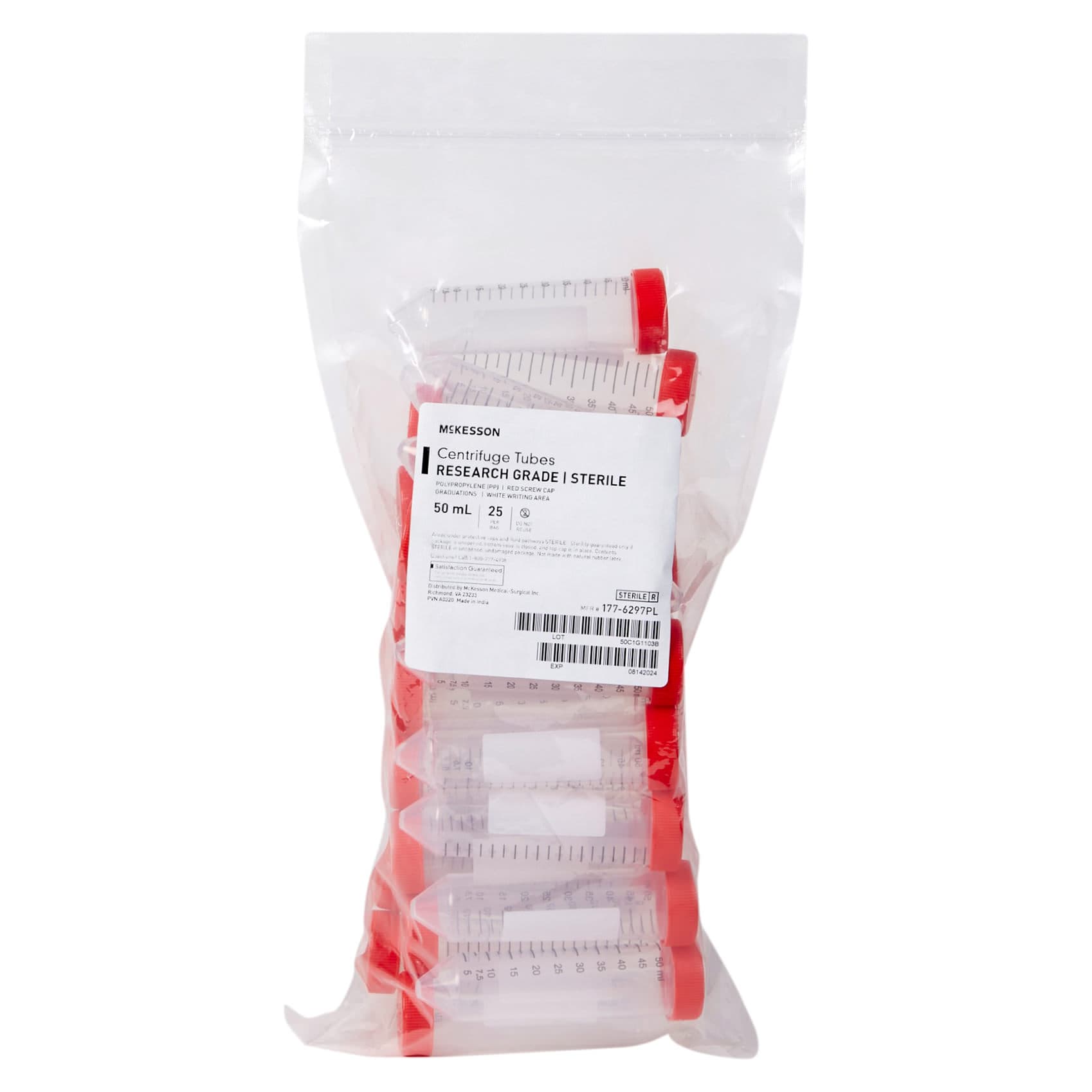 McKesson Centrifuge Tube Plain 50 mL Screw Cap Polypropylene Tube - Image 2
