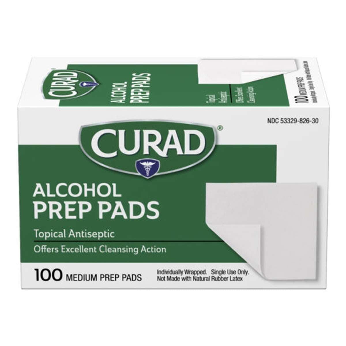 Medline Curad Alcohol Prep Pads for Wound Care, Medium - Box of 100 - Image 2