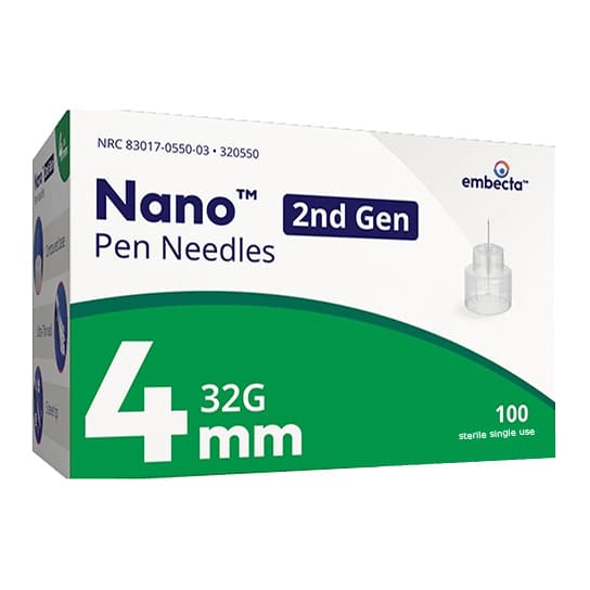 Embecta Nano 2nd Gen Standard Insulin Pen Needle, 32 Gauge, 4 mm