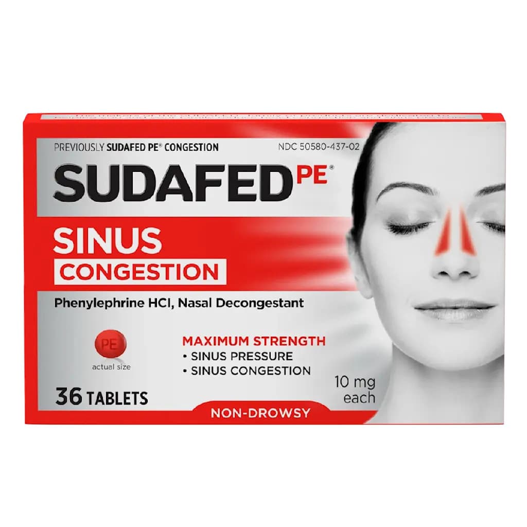 SUDAFED PE Sinus Congestion Tablets, 36 ct