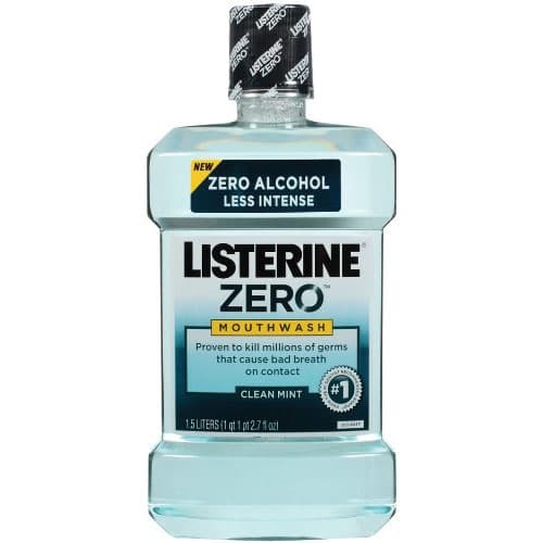 Listerine Zero Mouthwash Clean Mint Flavor, 1.5L - Case of 6