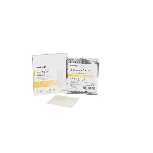 McKesson Petrolatum Impregnated Dressing White 3 x 9 Inch USP White Petrolatum Rectangle - Image 1