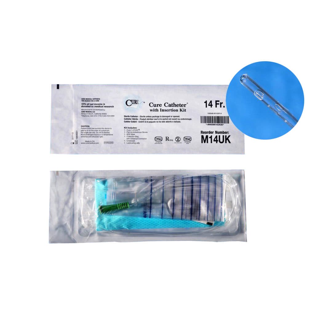 Cure U-Shaped Pocket Intermittent Catheter Kit - Box of 30 - Image 1