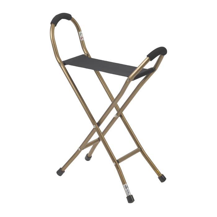 Drive Medical Foldable Cane with Sling Seat, Bronze - Image 1