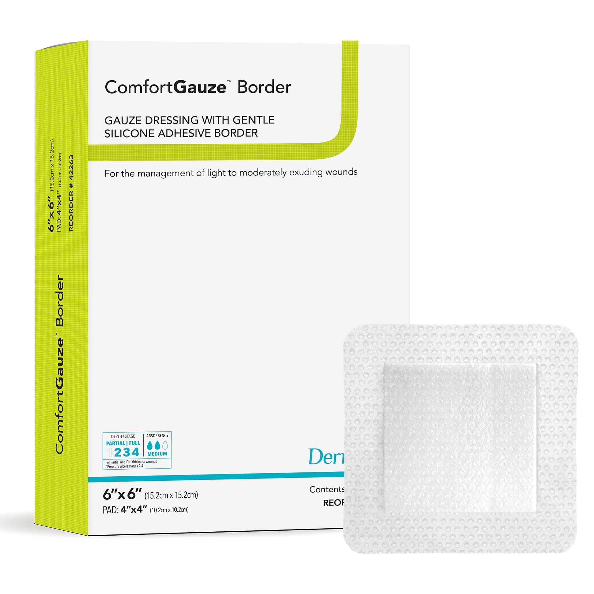 ComfortGauze Border Gauze Dressing with Gentle Silicone Adhesive Border - Image 1