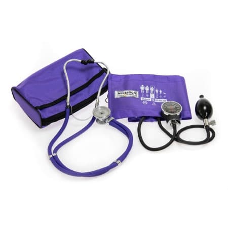 McKesson Aneroid Sphygmomanometer Combo Kit with Cuff and Stethoscope, Purple - Image 1