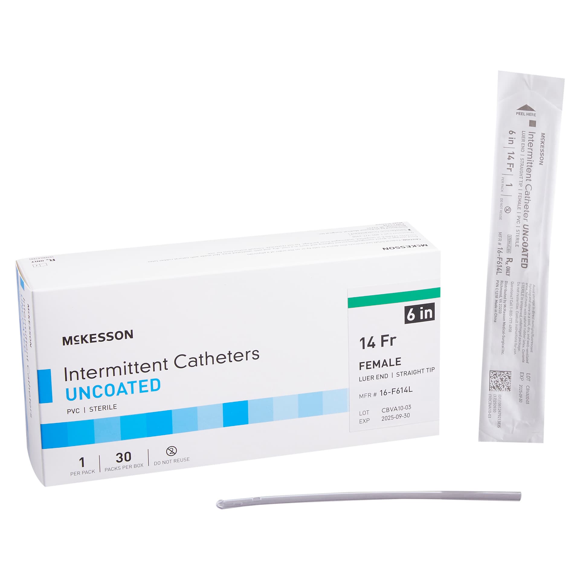 McKesson Urethral Catheter Polished Staggered Eyelets Sterile Straight Tip Adult