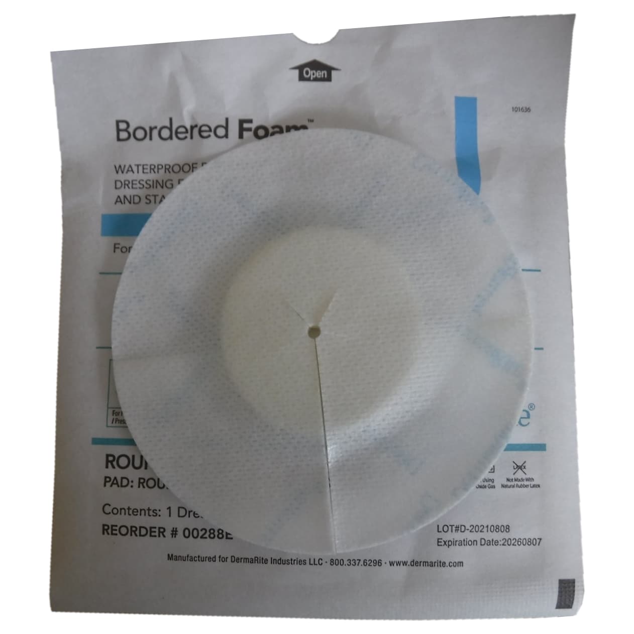 DermaRite Bordered Foam Waterproof Foam Dressing, 4 Inch Fenestrated - Image 4