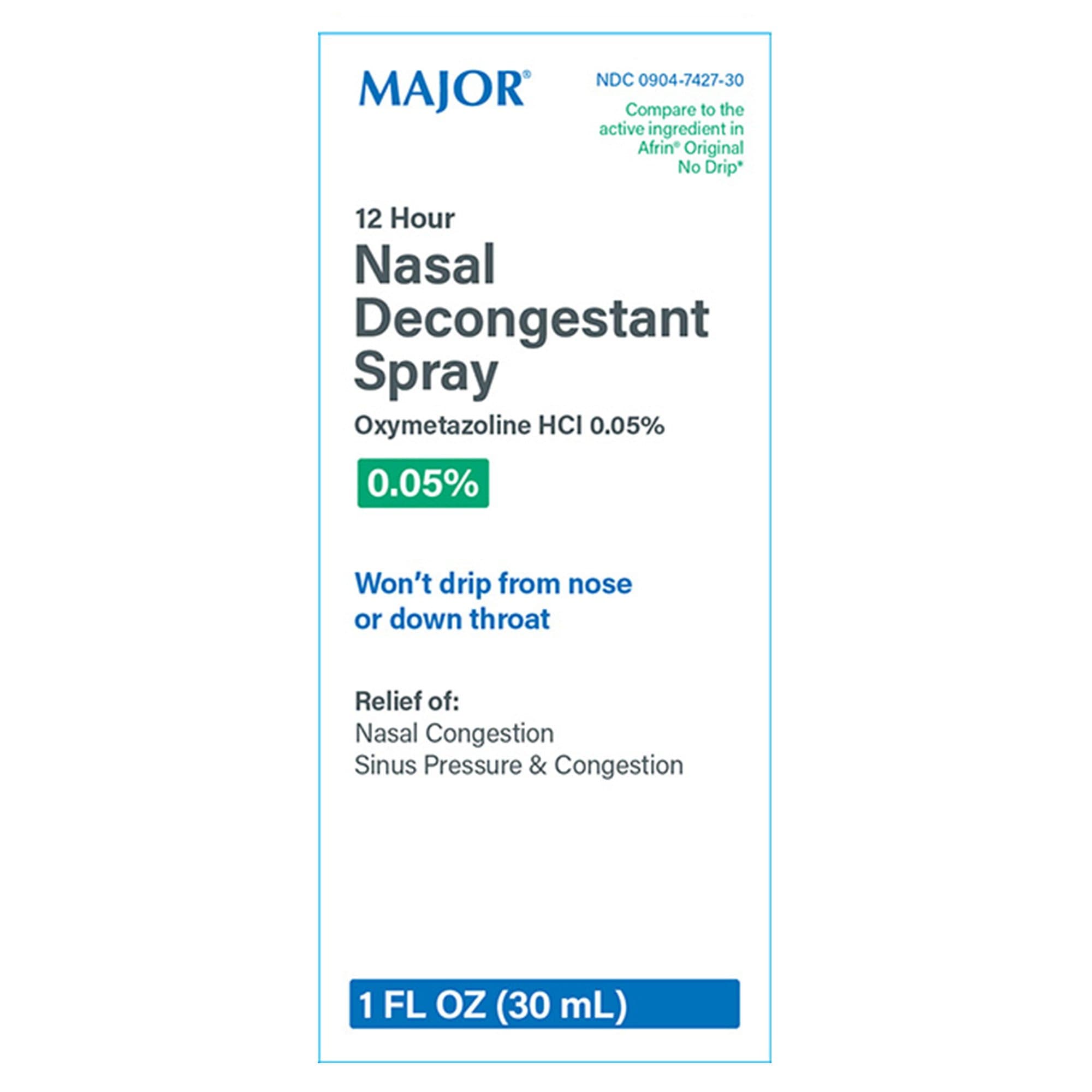 Major Nasal Decongestant Spray, 0.05 % Strength, 30 mL - Each