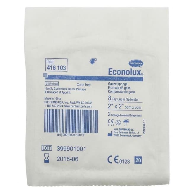 Econolux Woven Gauze Sponge, 8-Ply, 2 x 2 Inch