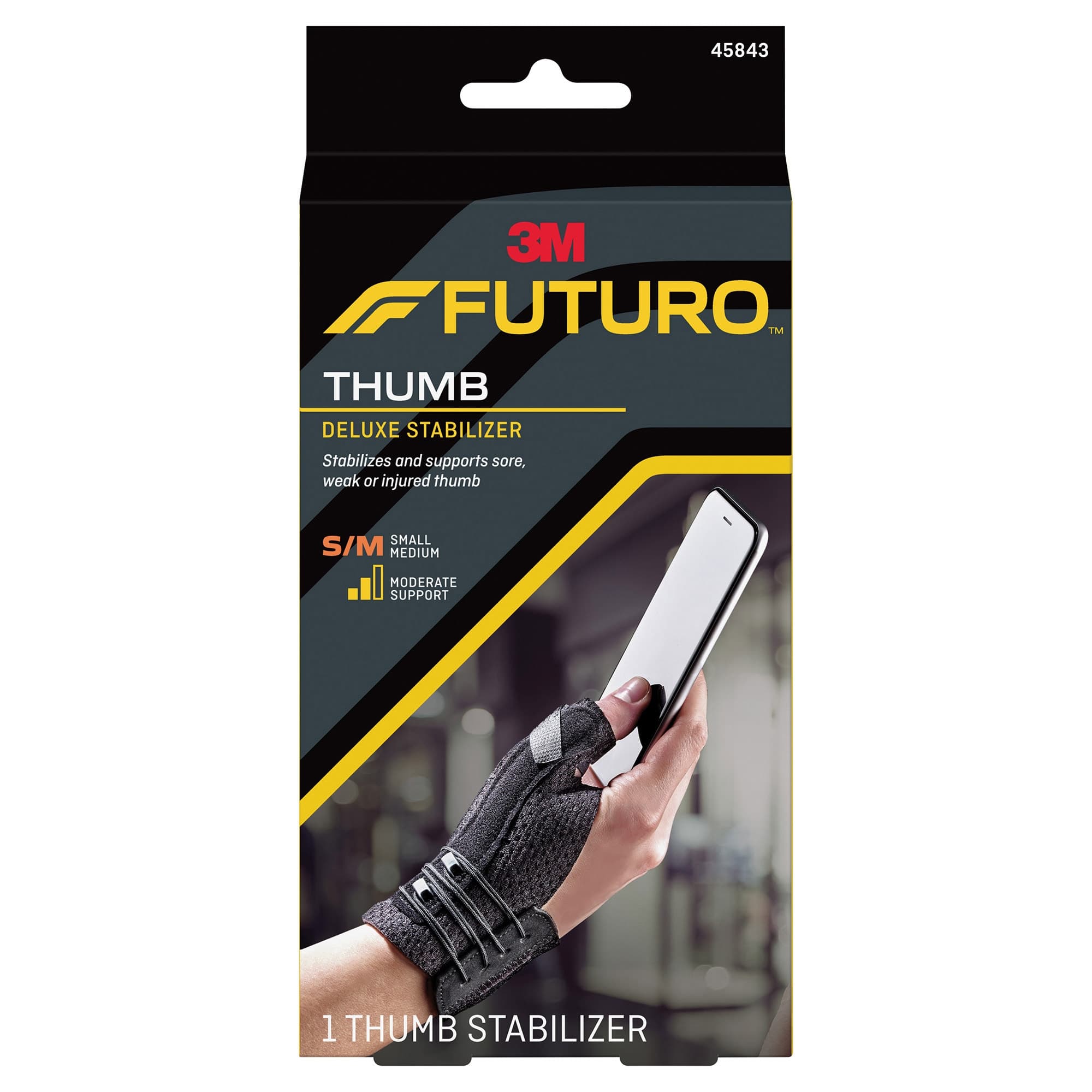 3M Futuro Deluxe Adult Thumb Stabilizer, Black