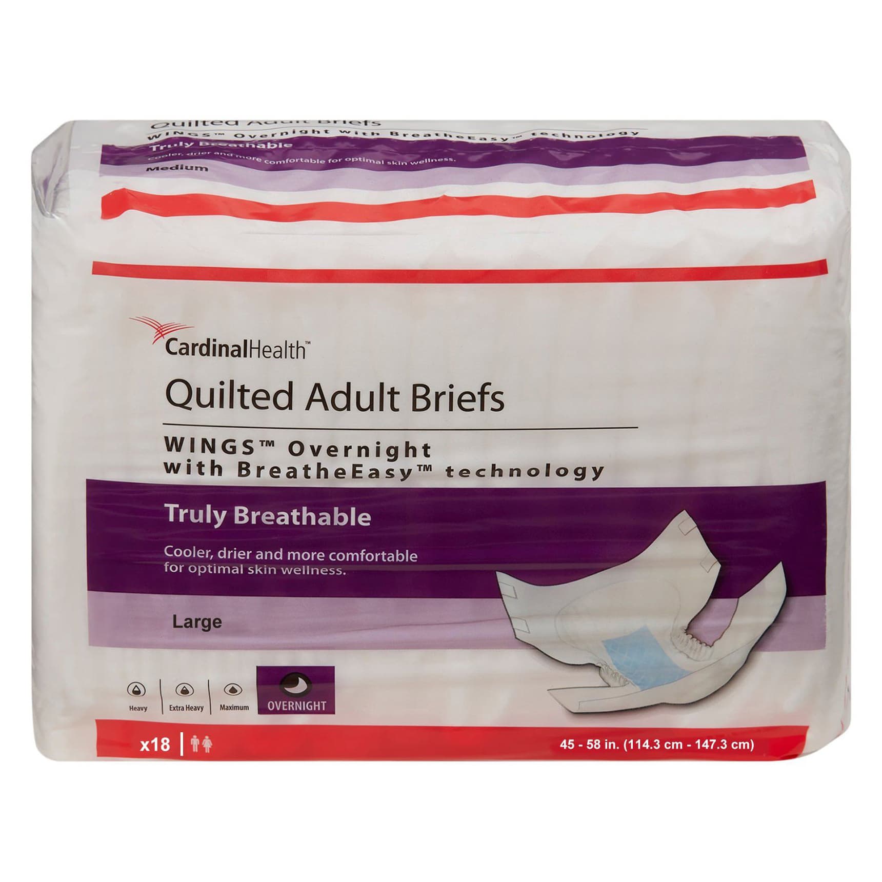 Cardinal Health Wings Overnight Quilted Adult Briefs - Image 2