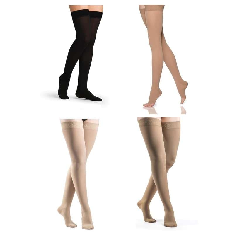 Sigvaris Womens Essential Opaque Thigh-High Compression Stockings, 30-40 mmHg