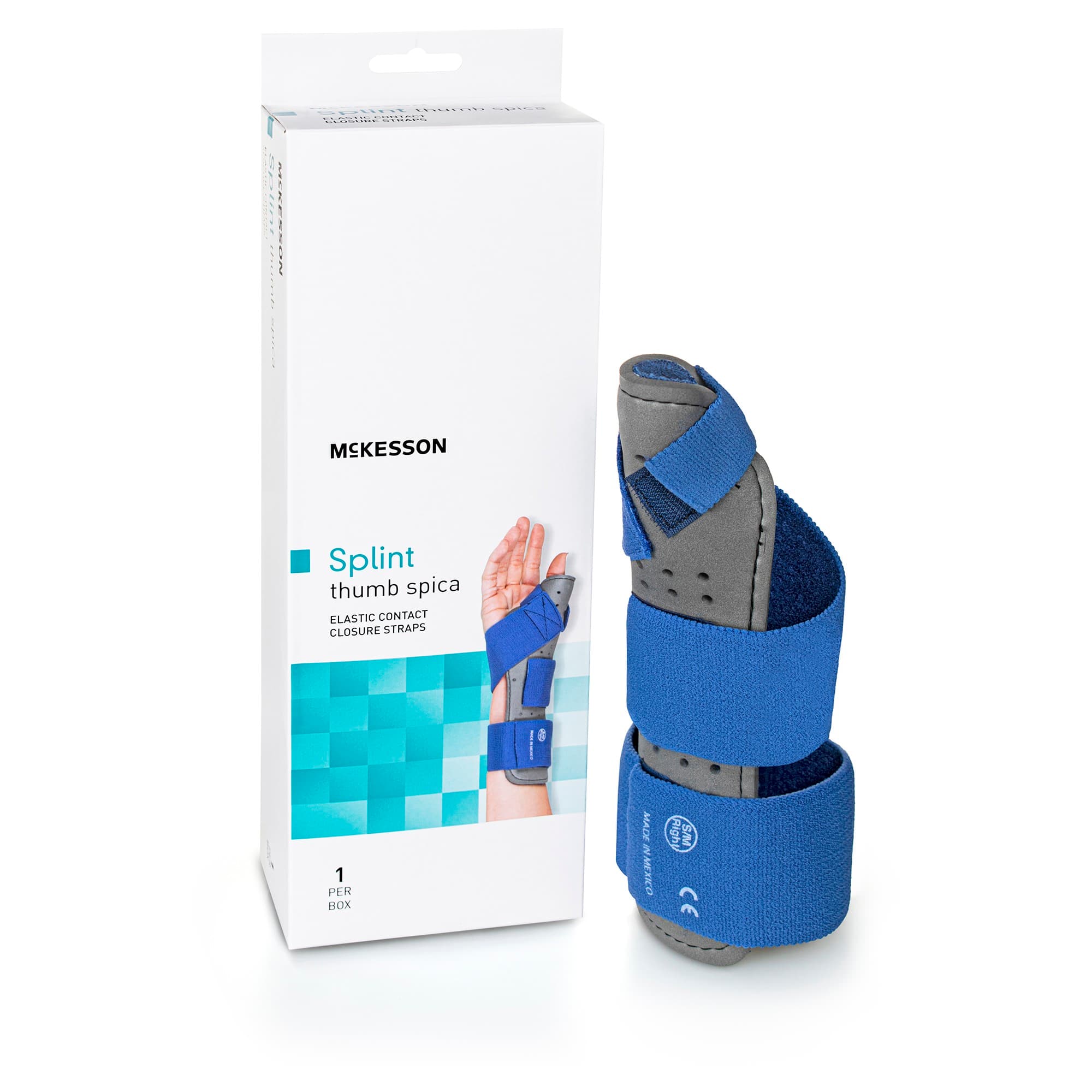 McKesson Thumb Splint Hook n Loop Strap Closure Blue-Gray - Image 1
