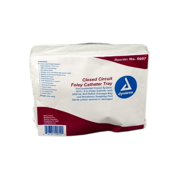 Dynarex Closed Circuit Catheter Tray, 16 Fr - Case of 10 - Image 1