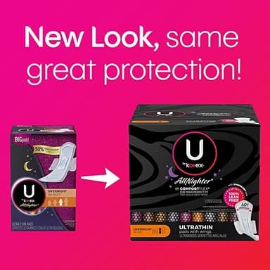 U by Kotex AllNighter Ultra Thin Pads, Overnight Absorbency - Package of 12 - Image 5