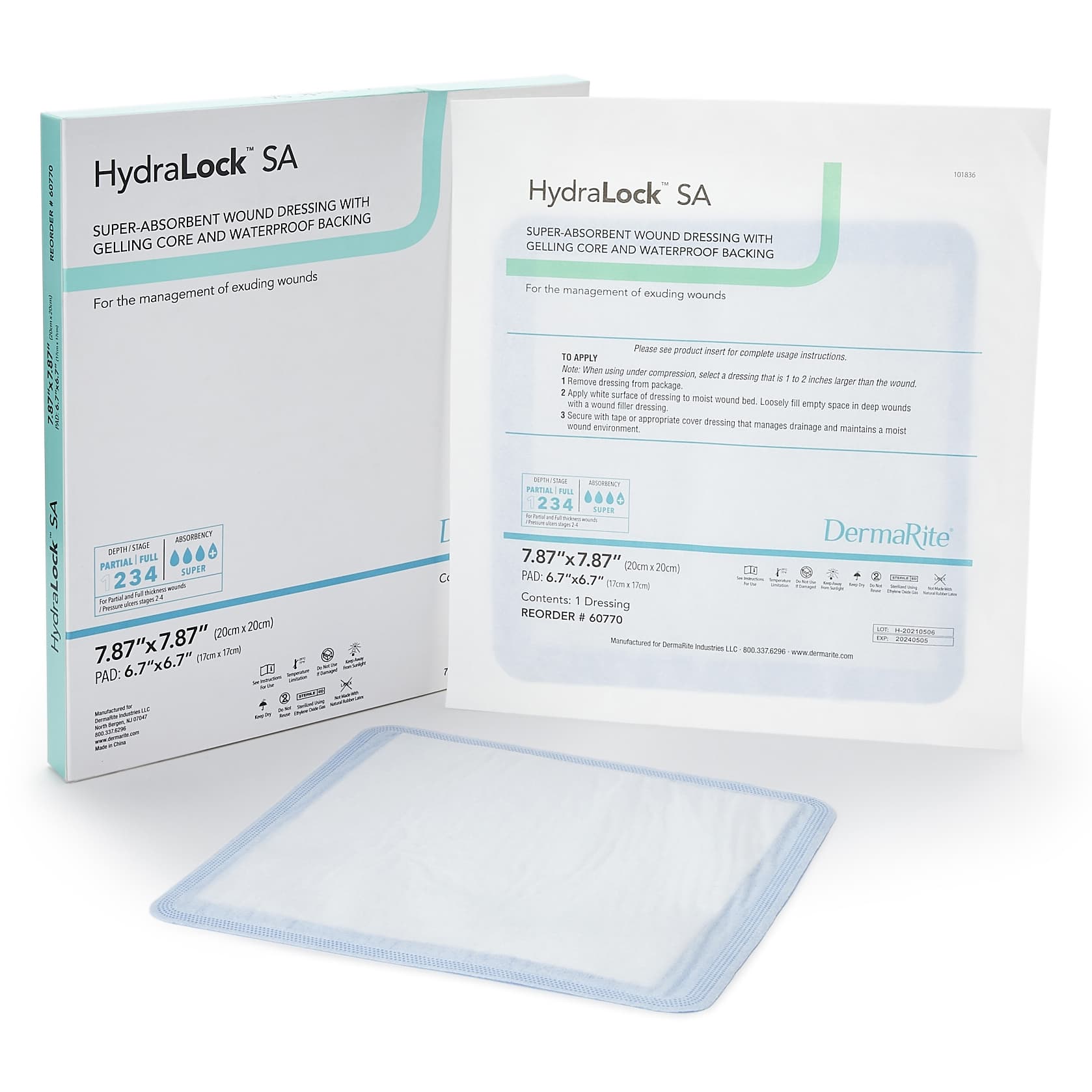 DermaRite HydraLock SA Super Absorbent Wound Dressing