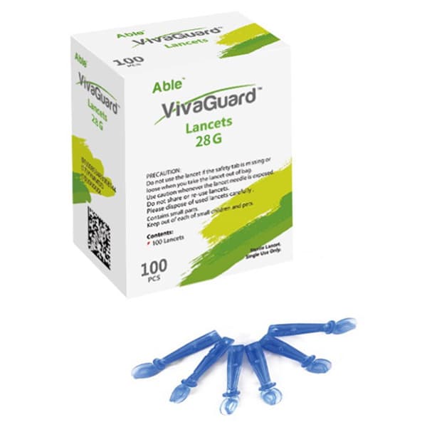 VivaGuard 28G Safety Lancets - Box of 100