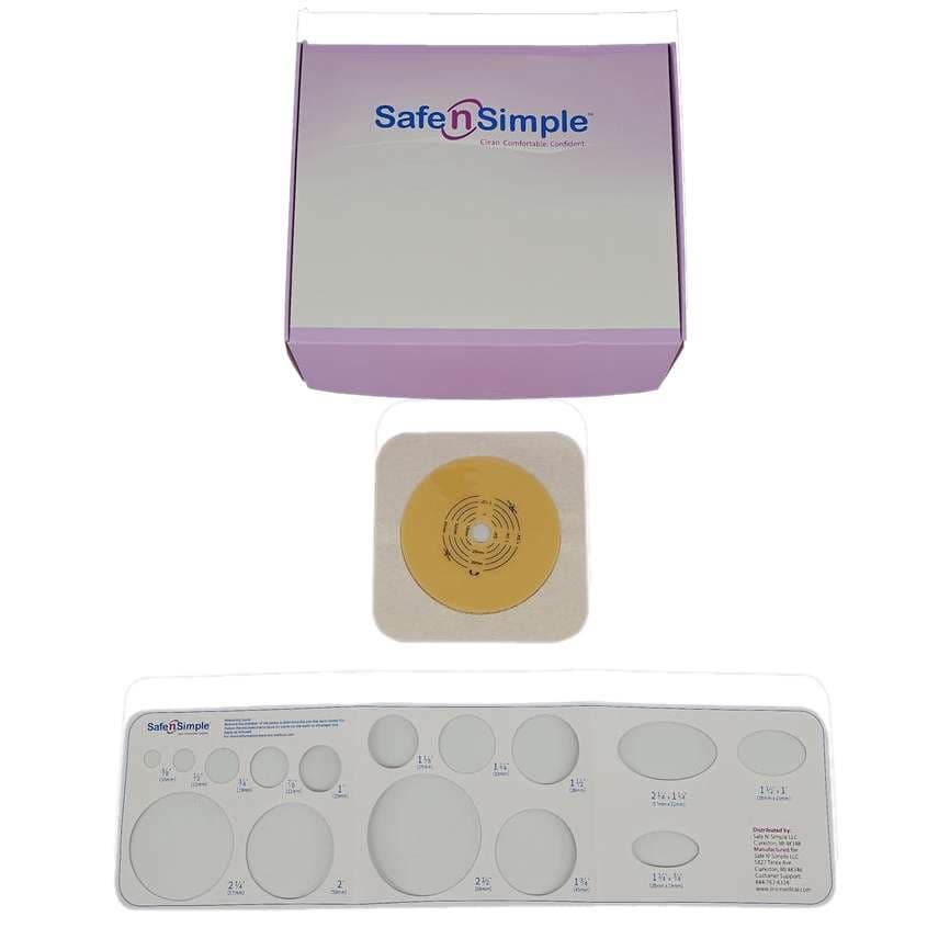 Safe N Simple Beige Ostomy Barrier Square Shape, Flexible Tape