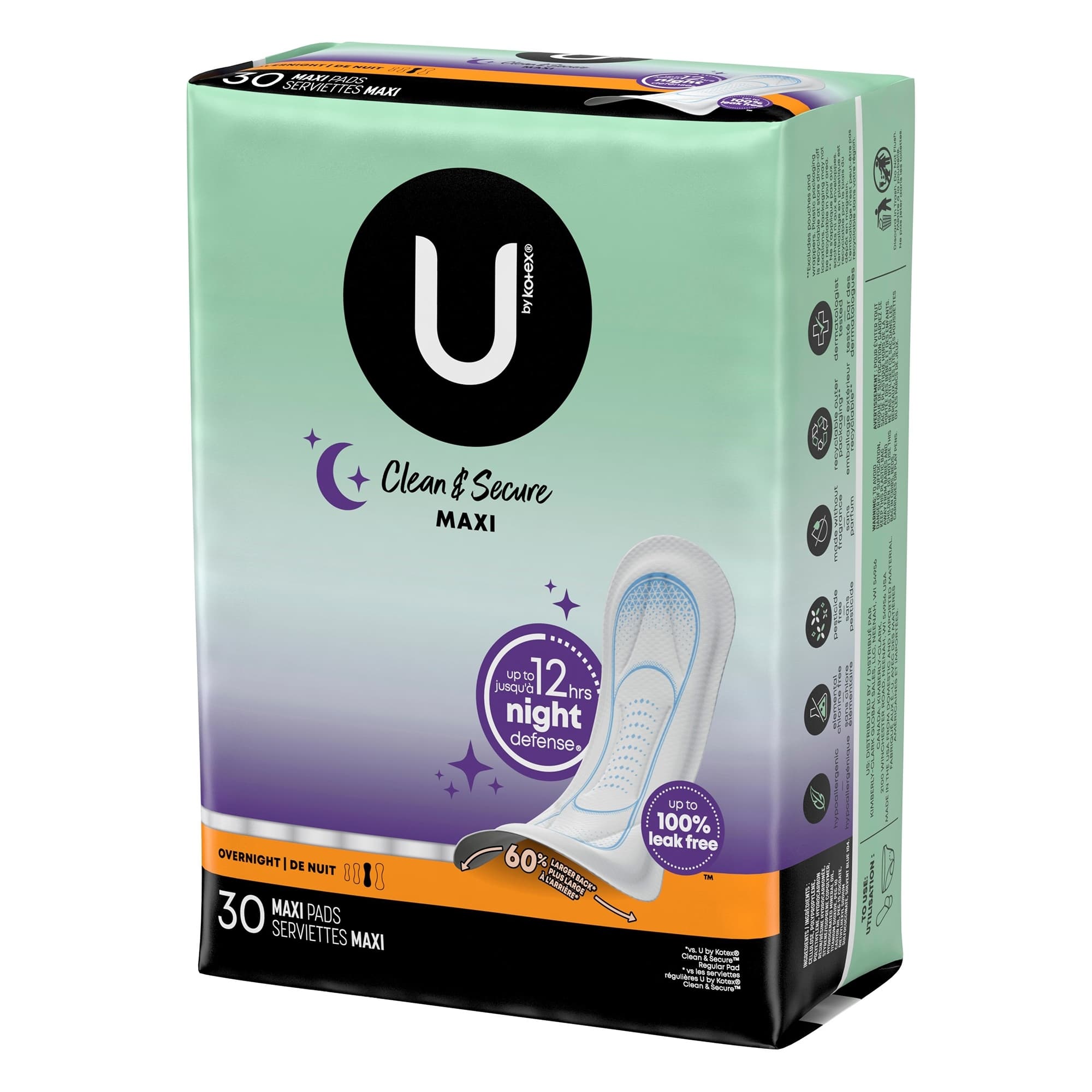 U by Kotex Clean & Secure Overnight Maxi Pads - Image 2