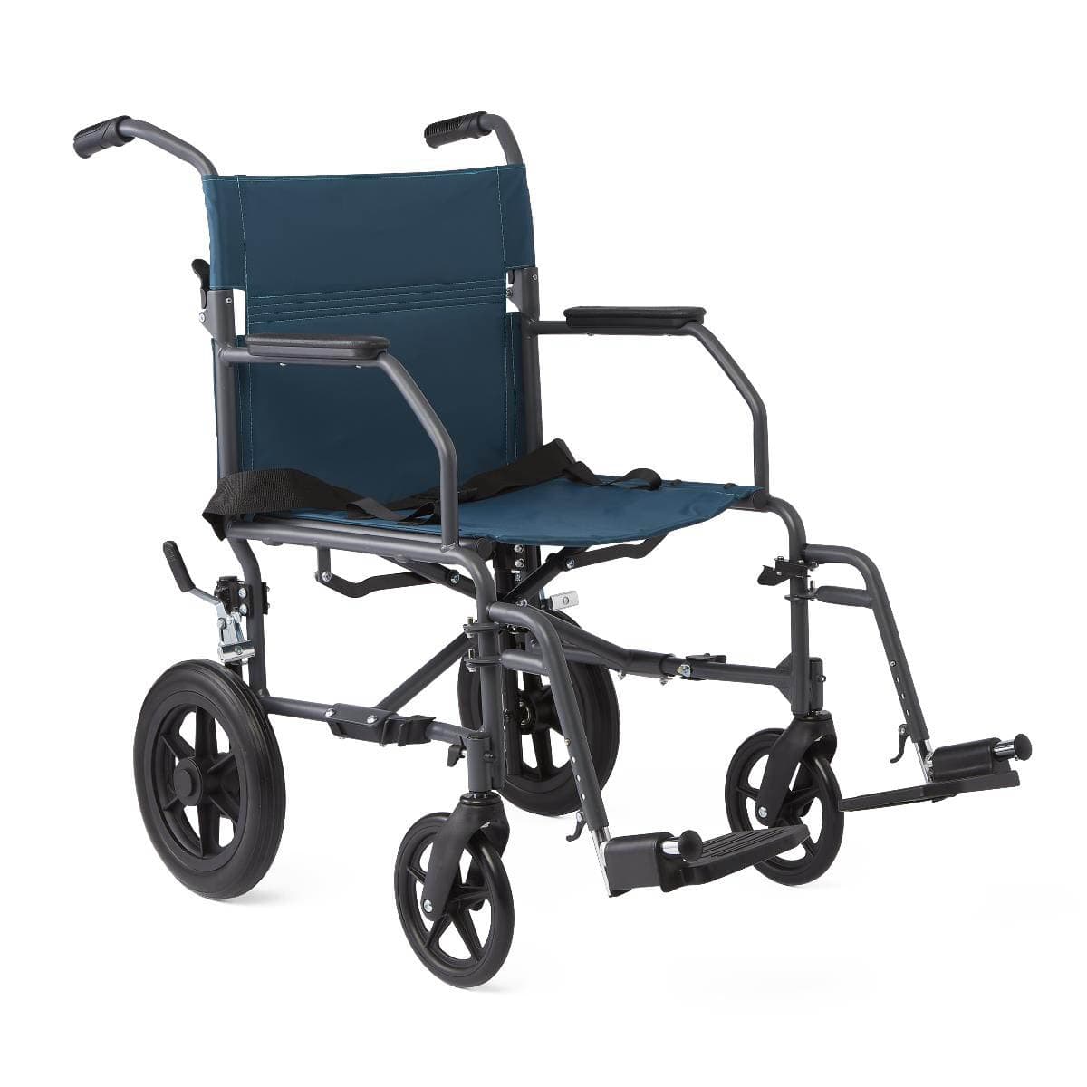 Medline Basic Steel Transport Chair, Gray-Teal - Each - Image 1
