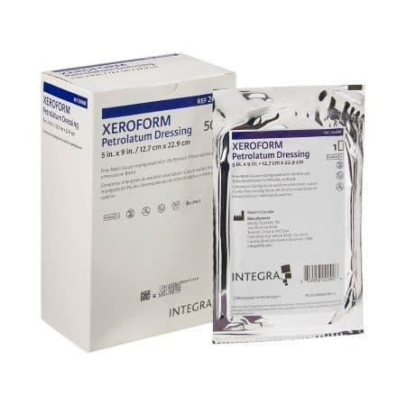 Derma Xeroform Petrolatum Impregnated Dressing, 5 x 9 Inch - Case of 200 - Image 1