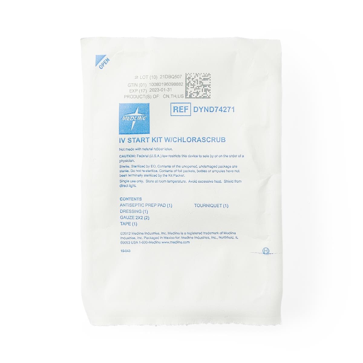 Medline 6-Piece IV Start Kit with Prevantics Swab - Case of 100 - Image 2