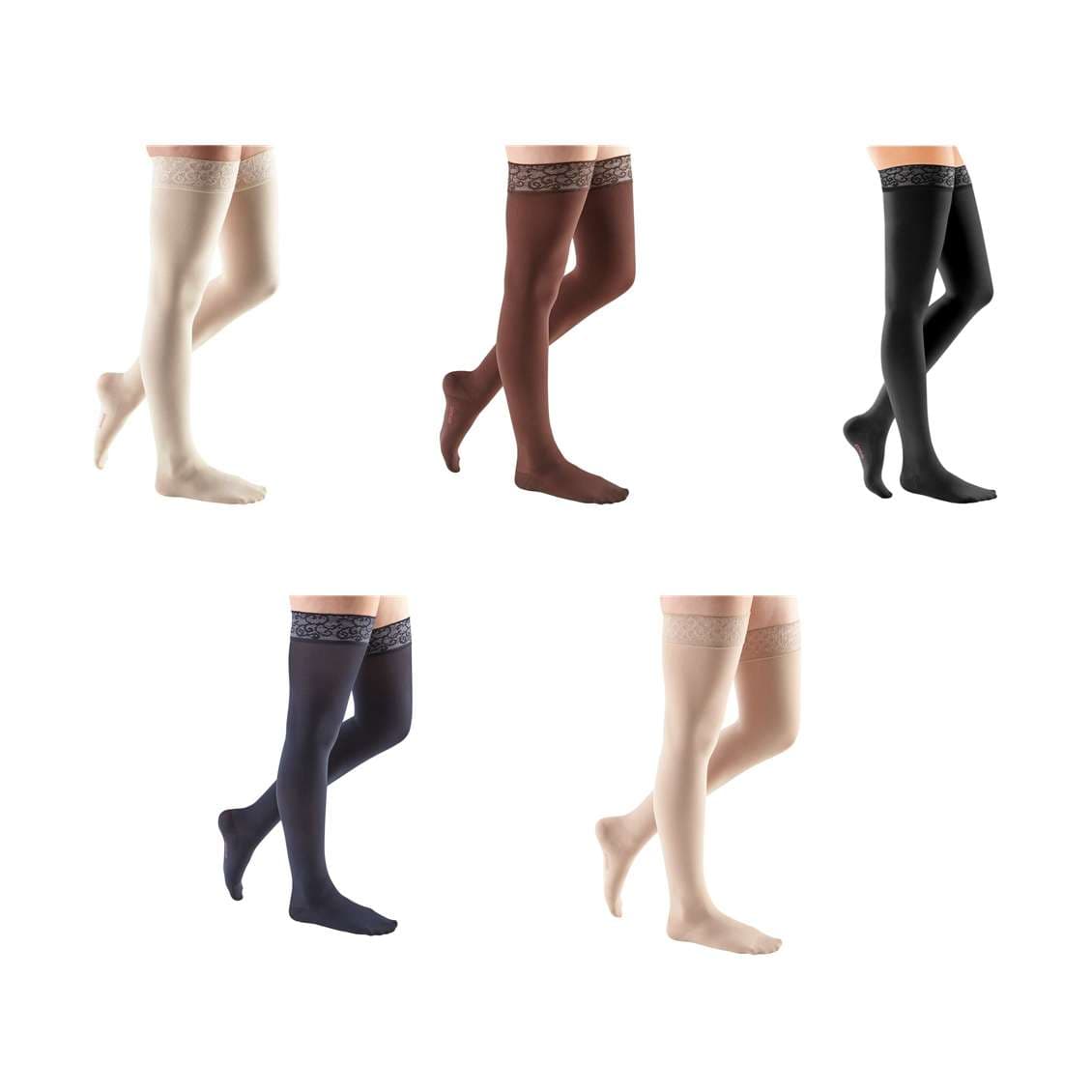 Mediven Comfort Thigh High Compression Stocking with Lace Silicone Top Band - Image 1