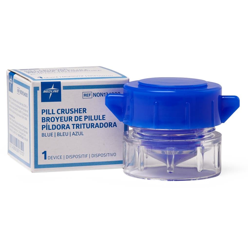 Medline Pill Crusher with Finger Grips, Blue - Box of 1