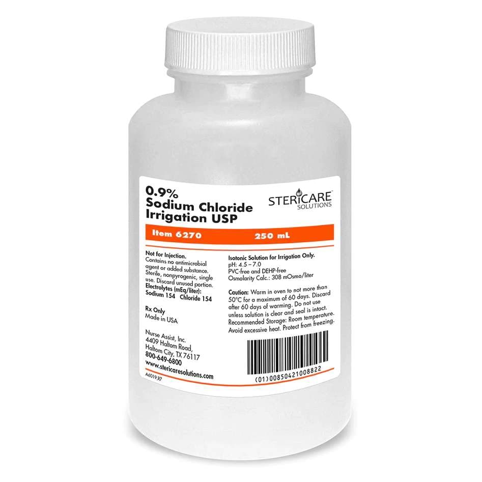 SteriCare USP Normal Saline, 250 mL - Case of 24 - Image 1
