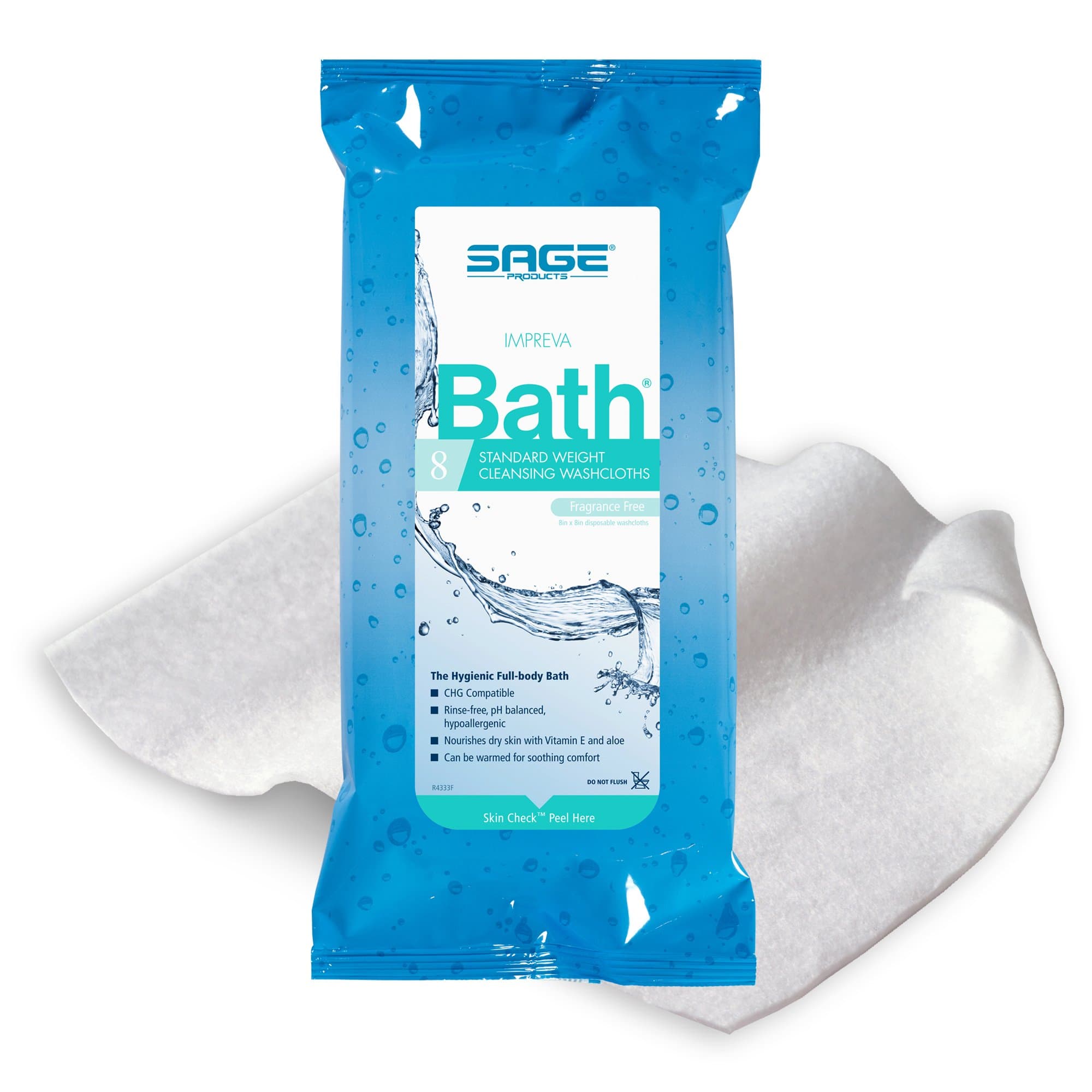 Impreva Bath Rinse-Free Bath Wipe, 8 x 8 Inch - Image 3