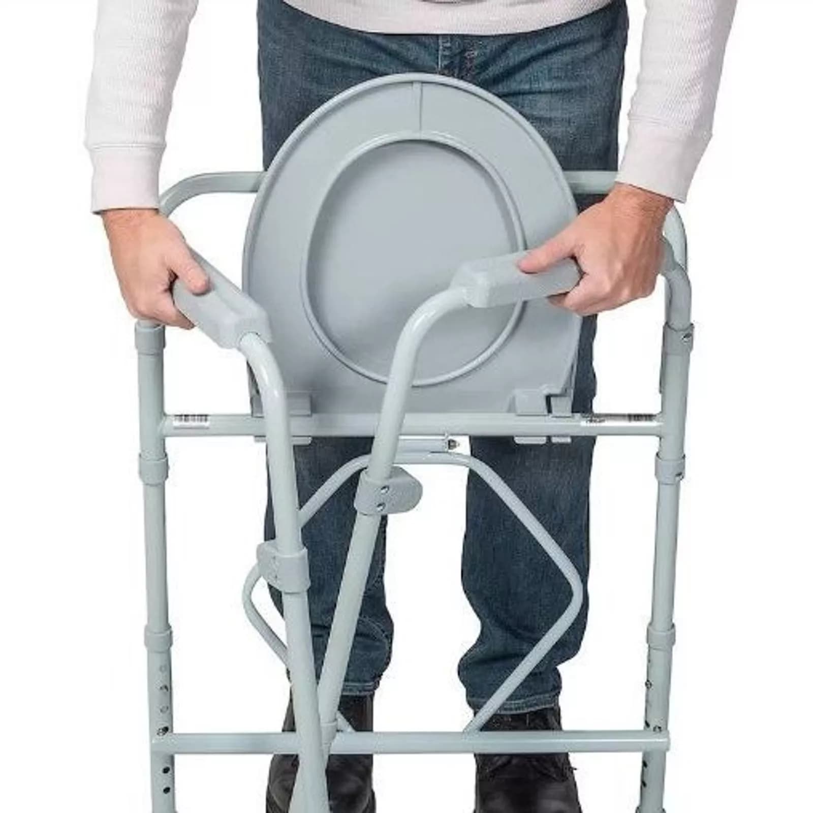 Drive 3-in-1 Folding Commode With Competitive Edge Line, gray