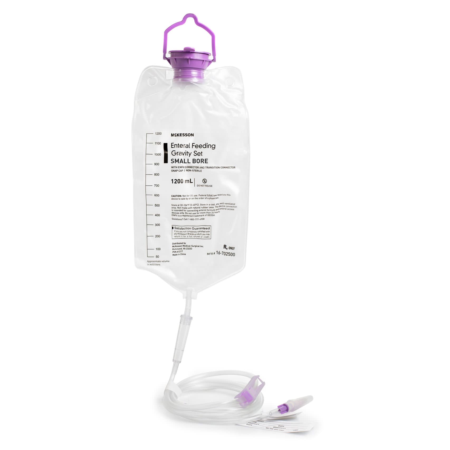 McKesson Gravity Feeding Bag Set with ENFit Connector