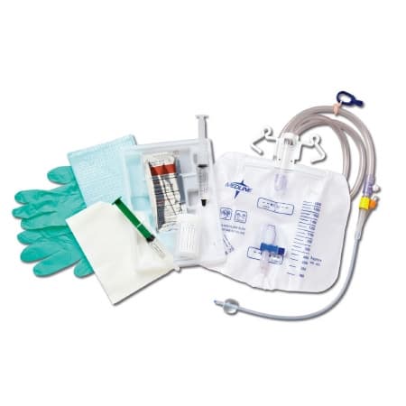 Medline 2-Layer 100% Silicone Foley Catheter Trays, Anti-Reflux Device, 16 Fr - Case of 10 - Image 1