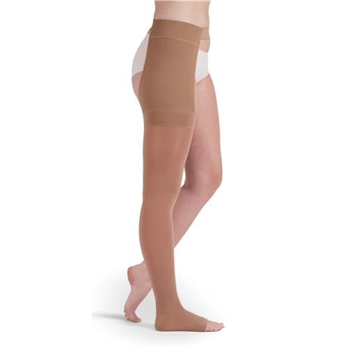 Mediven Plus Thigh High Waist Attachment Compression Stocking Open Toe, Beige - Image 1
