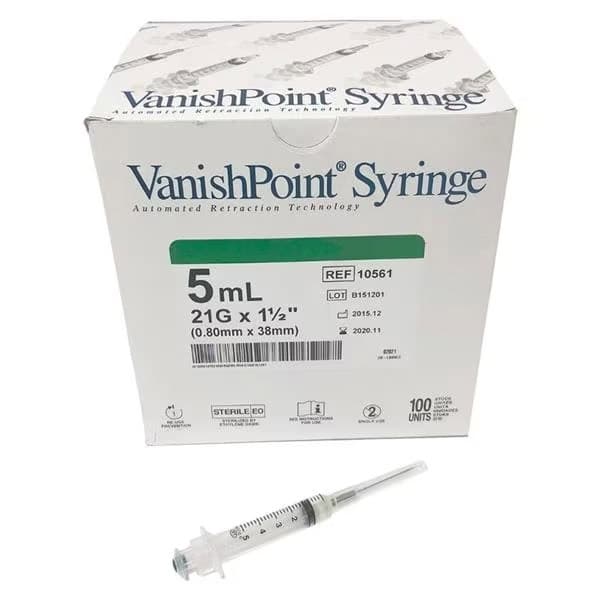 Retractable Vanishpoint Safety Hypodermic Syringe with Needle - Image 2