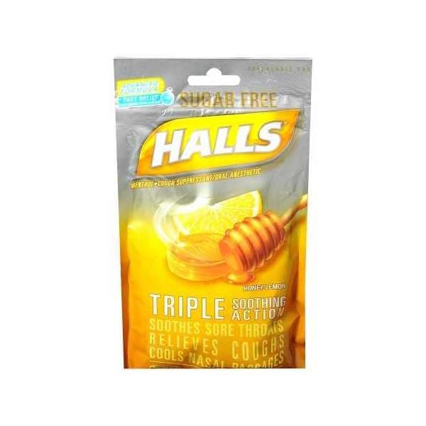 Halls Sugar-Free Cold And Cough Relief Lozenge, Honey Lemon Flavor