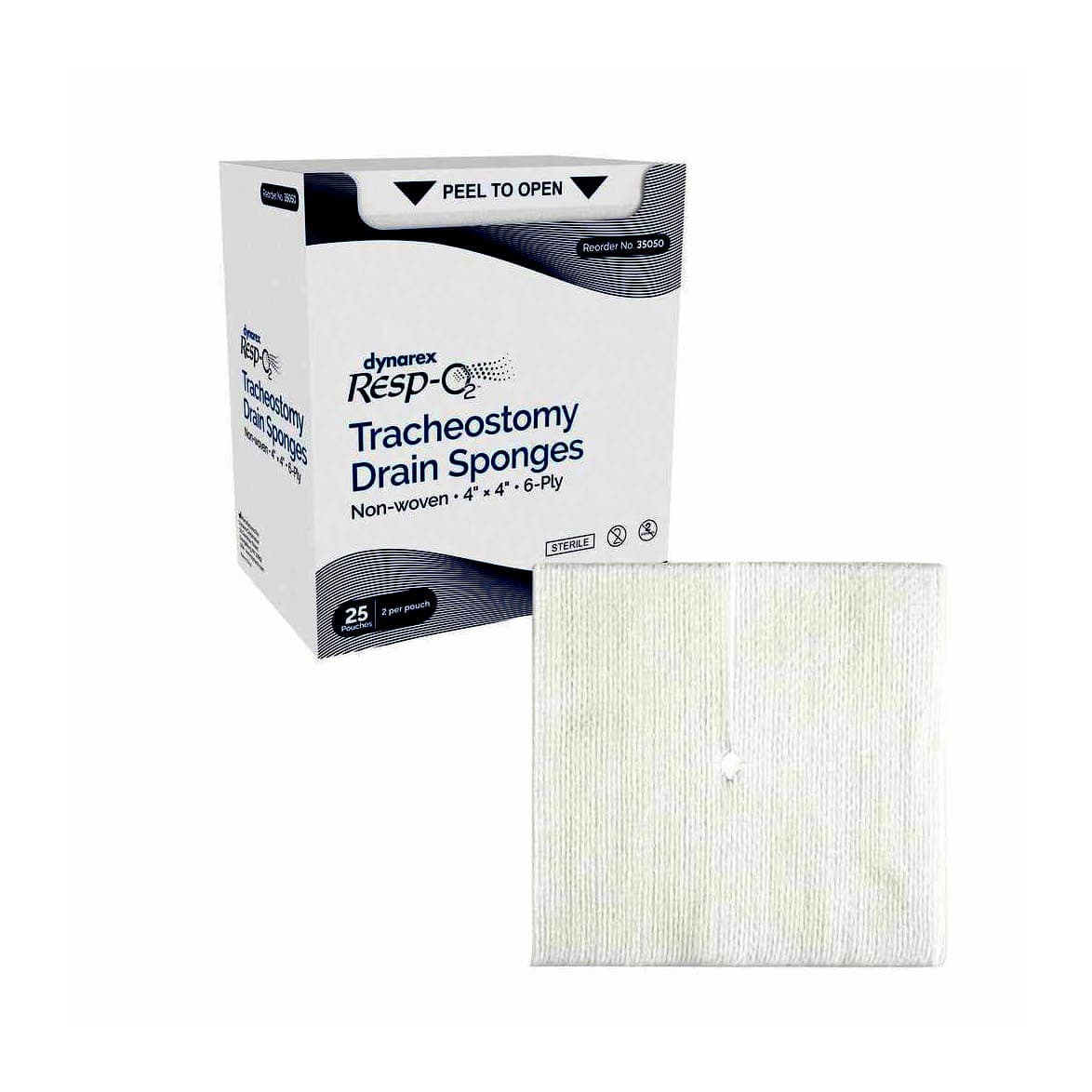 Dynarex Resp-O2 Tracheostomy 100% Cotton Drain Sponges - Image 1