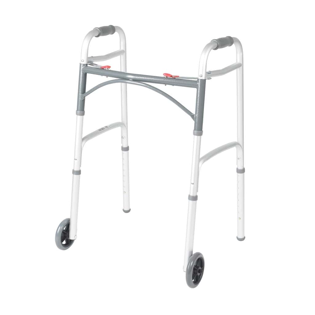 Drive Deluxe Folding Walker with 5" Wheels, Two Button