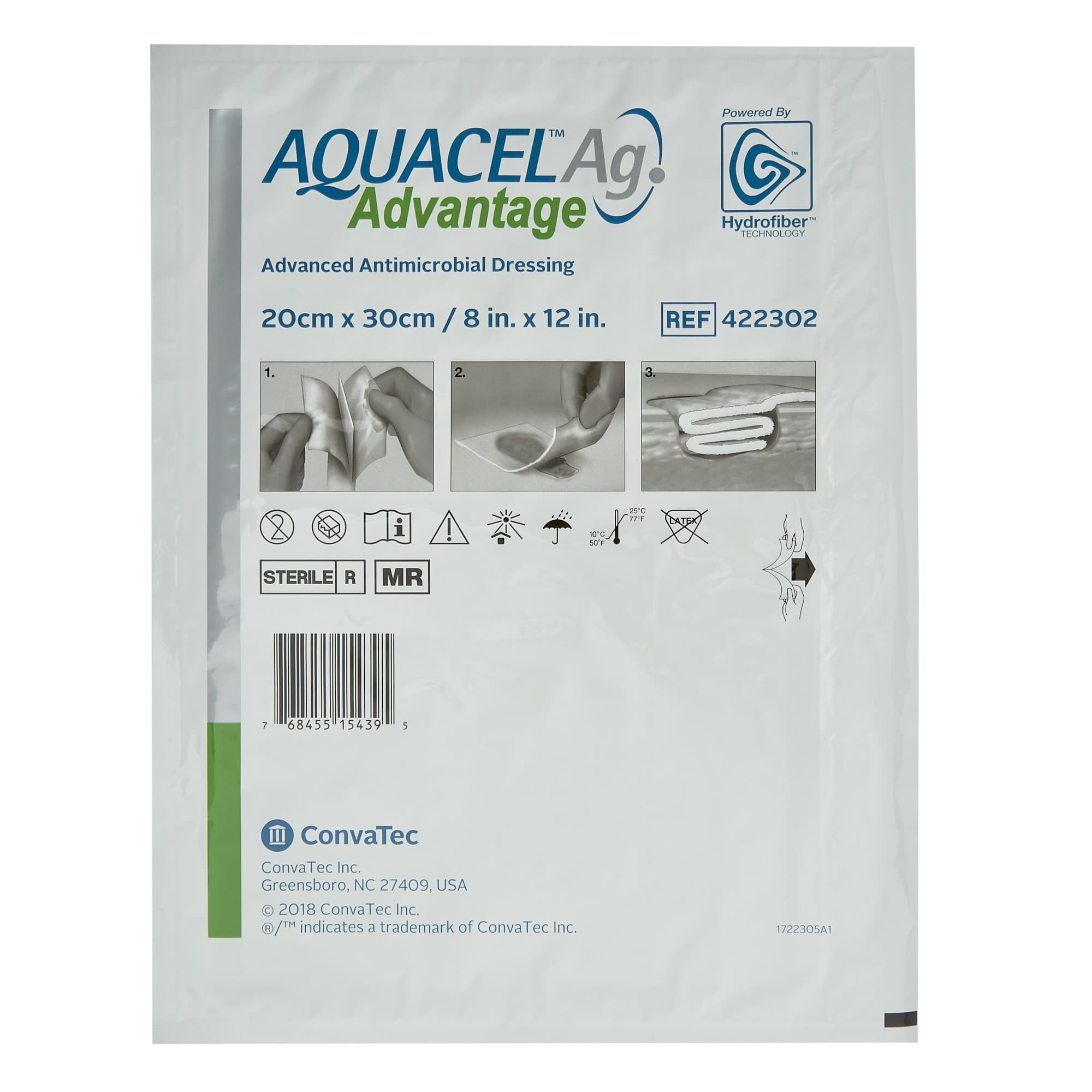 Aquacel Ag Advantage Dressing, 8 x 12 Inch - Image 1
