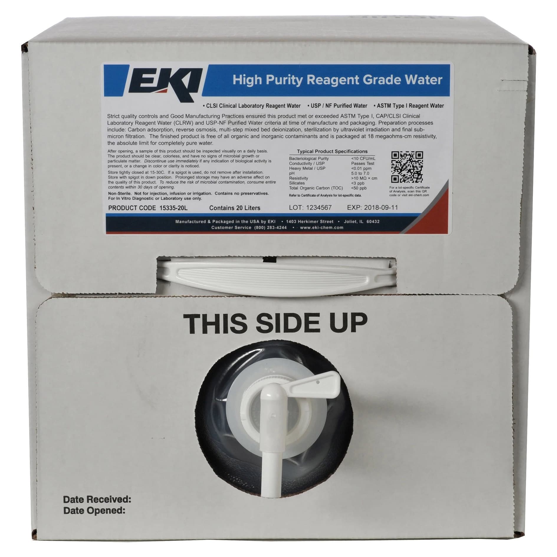 EK Industries Inc Chemistry Reagent Deionized Water 100% Liquid - Image 7