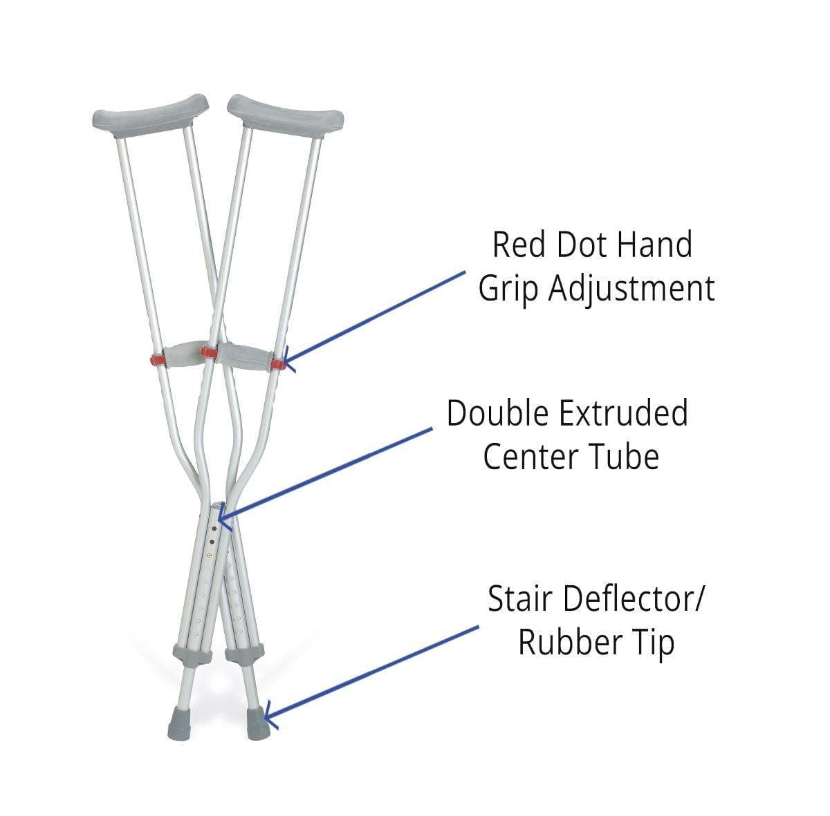 Guardian Red Dot Push-button Auxiliary Crutches - Image 2