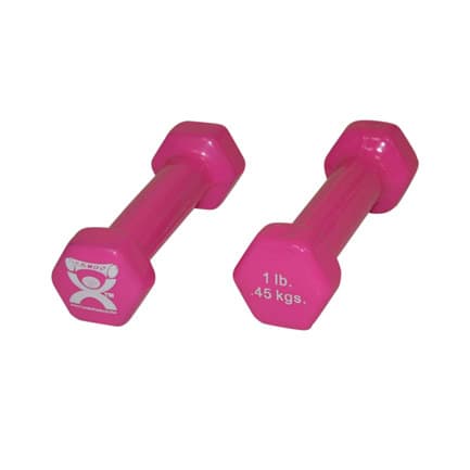 CanDo vinyl coated dumbbell, Pink, 1 Lb - Pair - Image 1