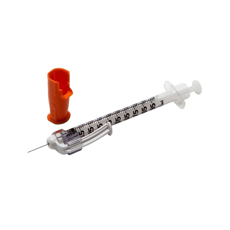 SafetyGlide Safety Insulin Syringe with Attached Needle, 27 Gauge - Image 1